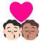 Kiss- Person- Person- Light Skin Tone- Medium Skin Tone emoji on Microsoft